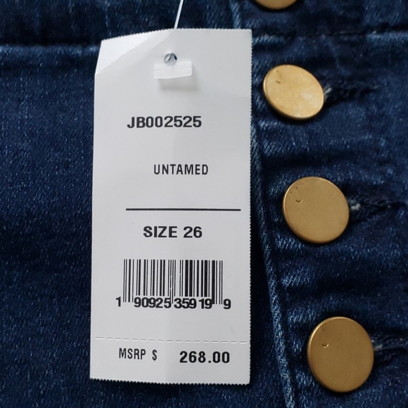 J Brand Jean Natasha High Waisted Gold Button Pencil Skirt NWT Size 26 - Picture 5 of 9